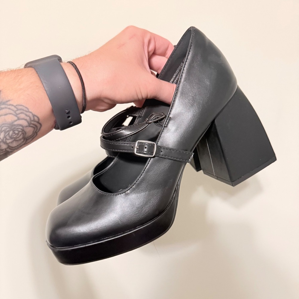 Dream Pairs Black Chunky Block Heel Mary Jane Platform Pumps Square Toe Y2K 8.5 - Picture 3 of 6